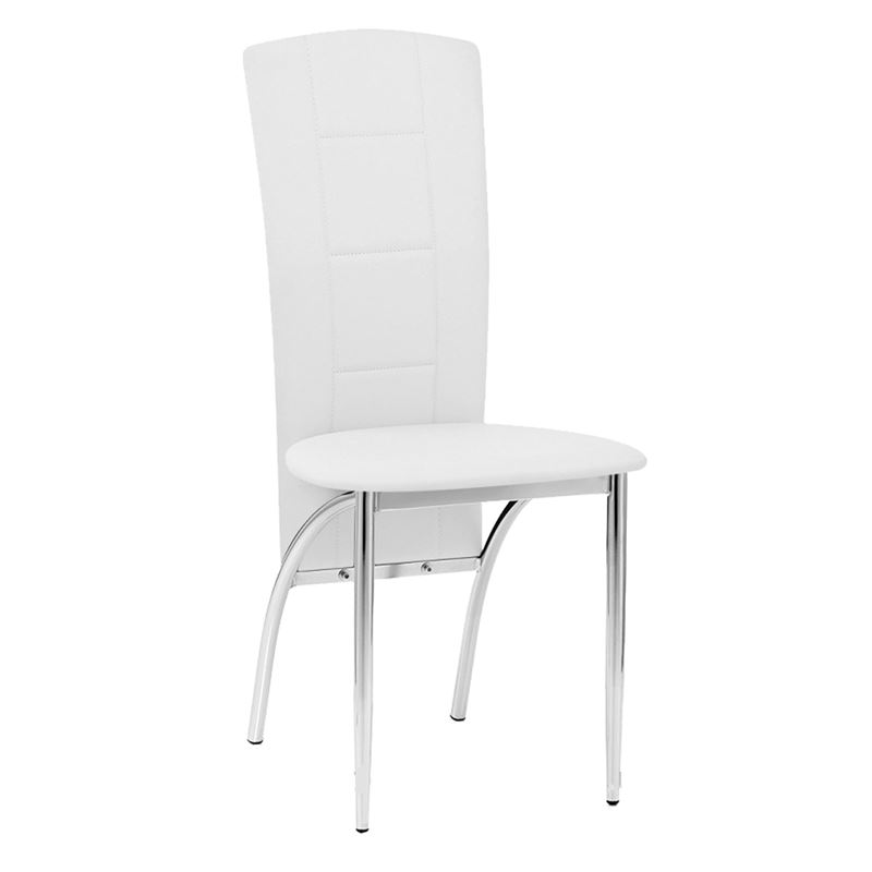 VILLA Καρέκλα Μέταλλο Χρώμιο, PU Άσπρο