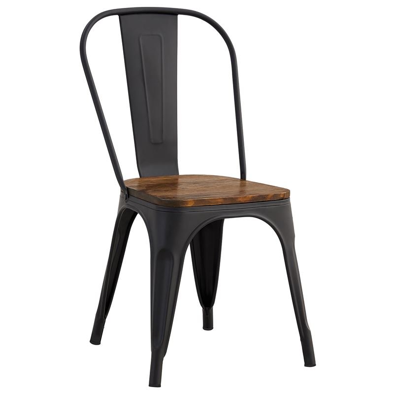 RELIX Wood Καρέκλα, Μέταλλο Βαφή Μαύρο Extra Matte, Απόχρωση Ξύλου Dark Oak