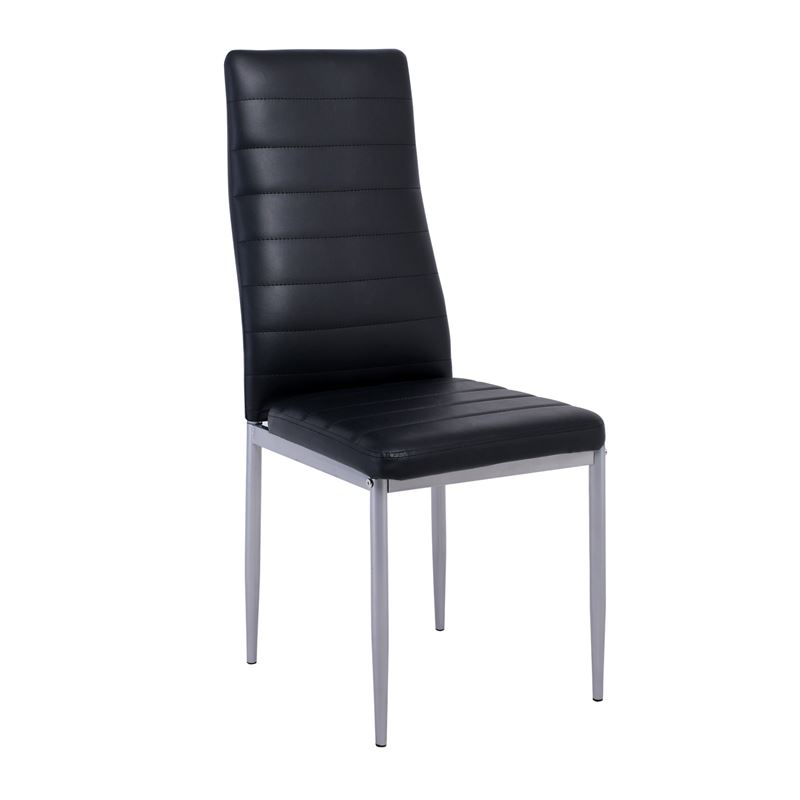 JETTA Καρέκλα Tραπεζαρίας - Μέταλλο Βαφή Γκρι, Pvc Μαύρο, Full K/D - Συσκ.4