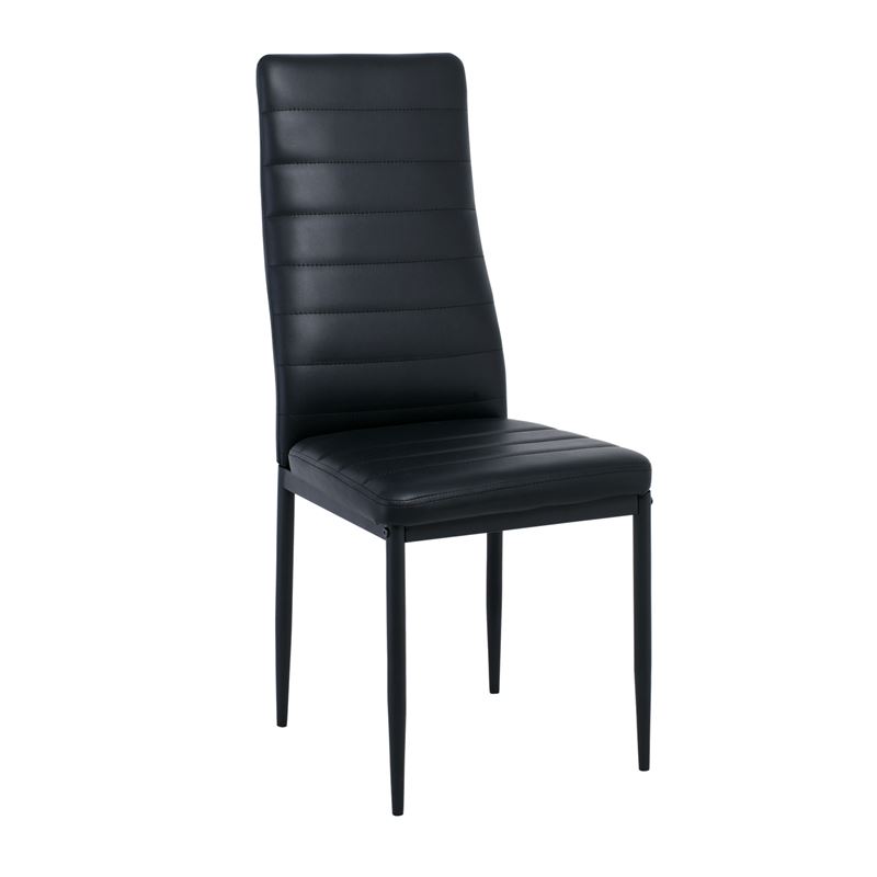 JETTA Καρέκλα Tραπεζαρίας - Μέταλλο Βαφή Μαύρο, Pvc Μαύρο, Full K/D - Συσκ.4