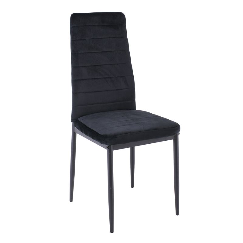 JETTA Καρέκλα Tραπεζαρίας - Μέταλλο Βαφή Μαύρο, Ύφασμα Velure Μαύρο, Full K/D -Συσκ.4