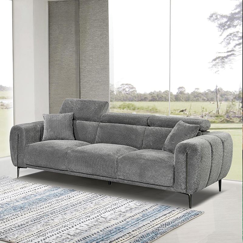 SEVILLE Kαναπές 3Θέσιος Σαλονιού - Καθιστικού, Teddy Ύφασμα Σκούρο Γκρι SEVILLE Kαναπές 3Θέσιος Σαλονιού - Καθιστικού, Teddy Ύφασμα Σκούρο Γκρι