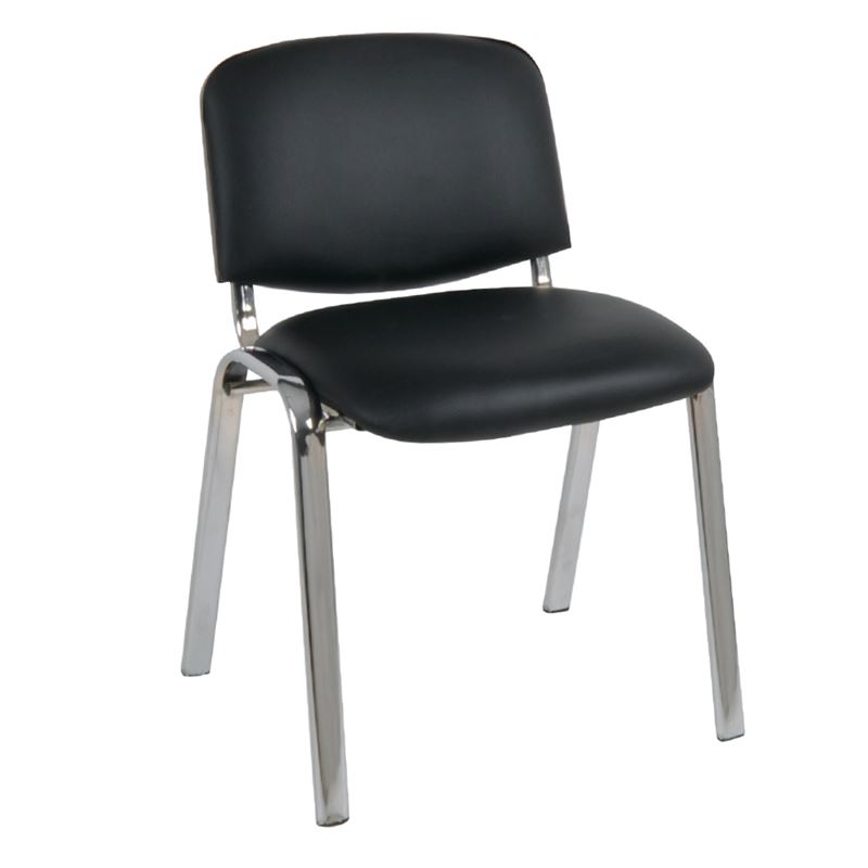 SIGMA Καρέκλα-Pro Γραφείου Επισκέπτη, Μέταλλο Χρώμιο PVC Μαύρο