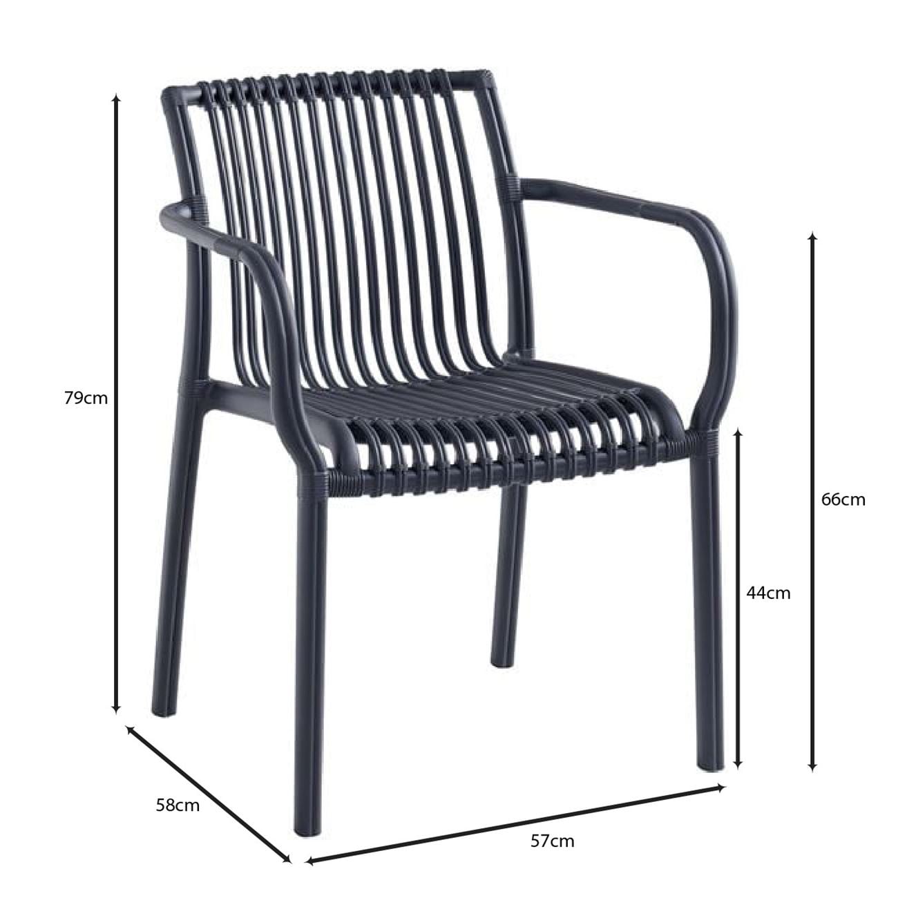 MODENA Πολυθρόνα Στοιβαζόμενη, PP-UV Protection Ανθρακί MODENA Πολυθρόνα Στοιβαζόμενη, PP-UV Protection Ανθρακί