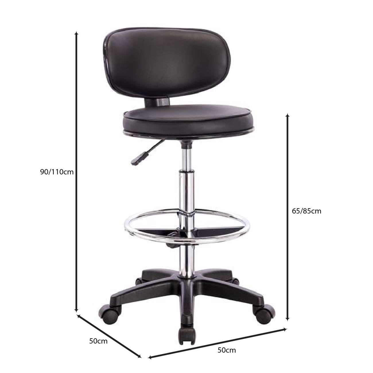 BF406 Σκαμπό Reception-Ταμείου PU Μαύρο, Τροχήλατο, Ρύθμιση Ύψους, Περιστρεφόμενο BF406 Σκαμπό Reception-Ταμείου PU Μαύρο, Τροχήλατο, Ρύθμιση Ύψους, Περιστρεφόμενο