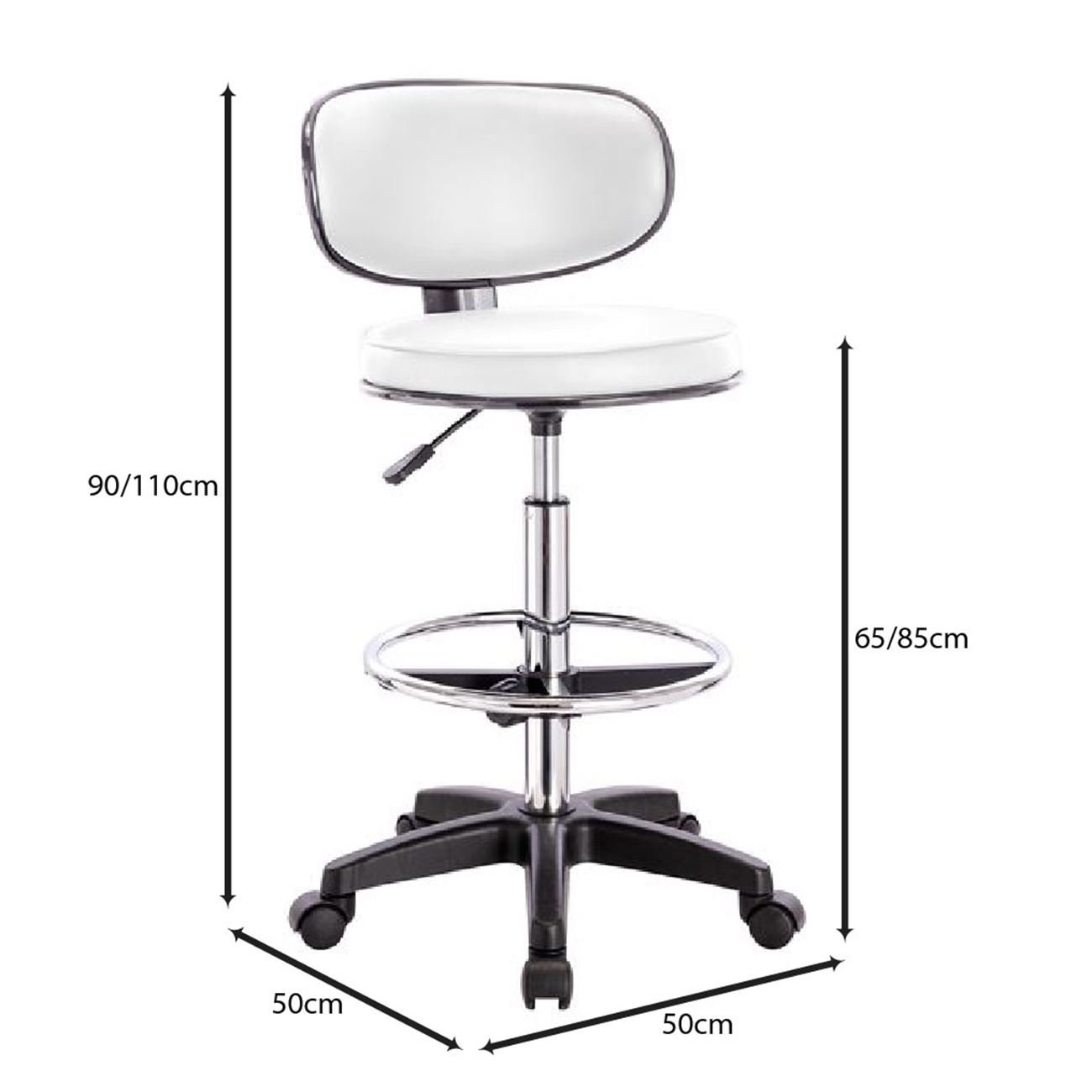 BF406 Σκαμπό Reception-Ταμείου PU Άσπρο, Τροχήλατο, Ρύθμιση Ύψους, Περιστρεφόμενο BF406 Σκαμπό Reception-Ταμείου PU Άσπρο, Τροχήλατο, Ρύθμιση Ύψους, Περιστρεφόμενο