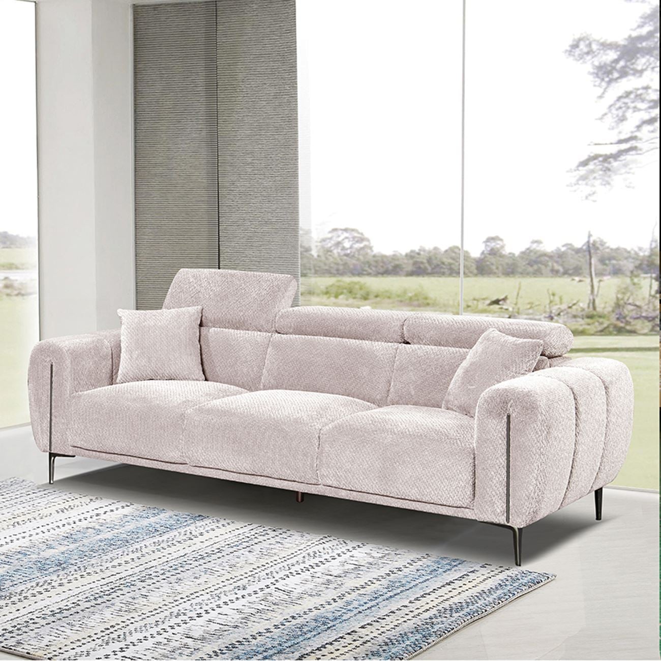 SEVILLE Kαναπές 3Θέσιος Σαλονιού - Καθιστικού, Teddy Ύφασμα Μπεζ SEVILLE Kαναπές 3Θέσιος Σαλονιού - Καθιστικού, Teddy Ύφασμα Μπεζ