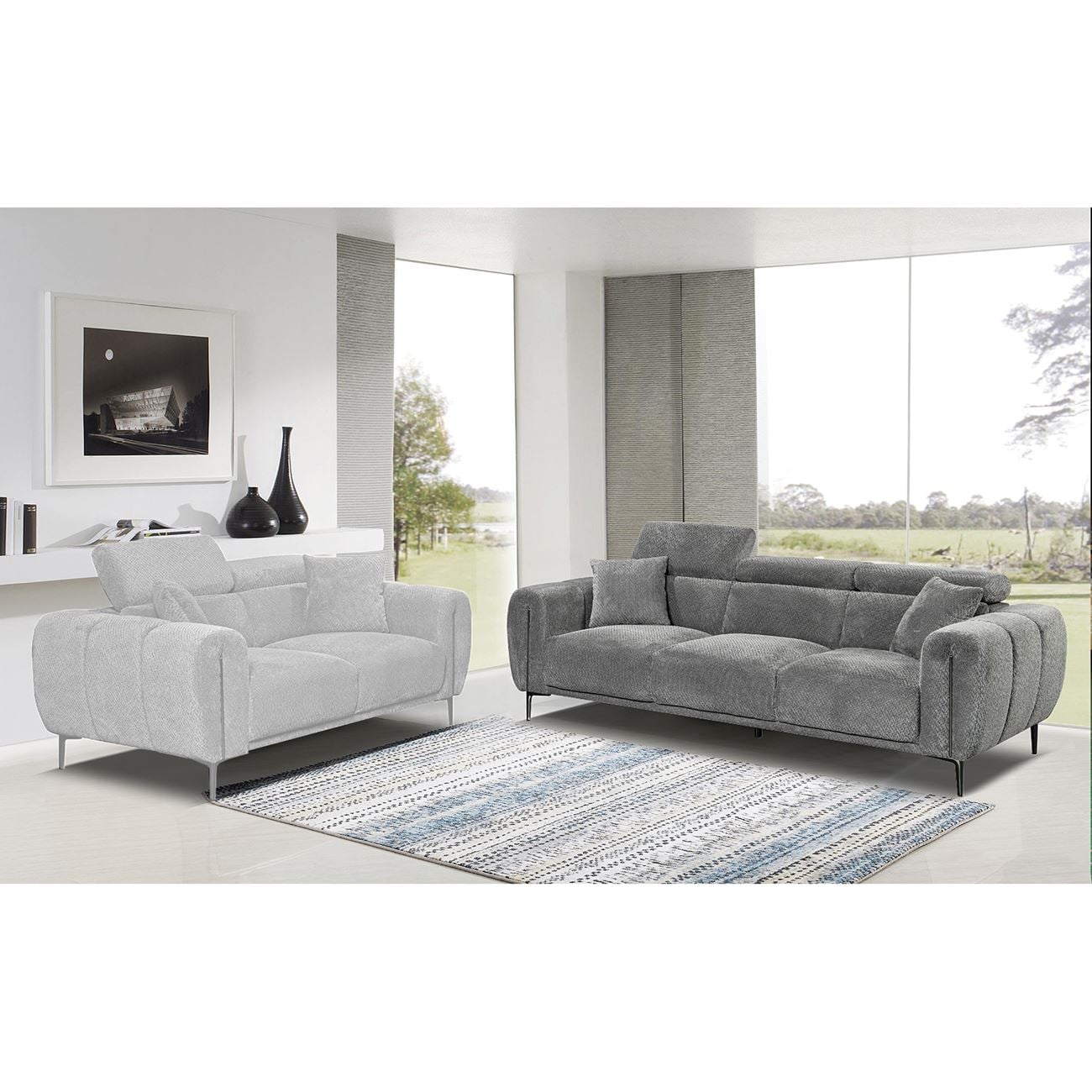 SEVILLE Kαναπές 3Θέσιος Σαλονιού - Καθιστικού, Teddy Ύφασμα Σκούρο Γκρι SEVILLE Kαναπές 3Θέσιος Σαλονιού - Καθιστικού, Teddy Ύφασμα Σκούρο Γκρι